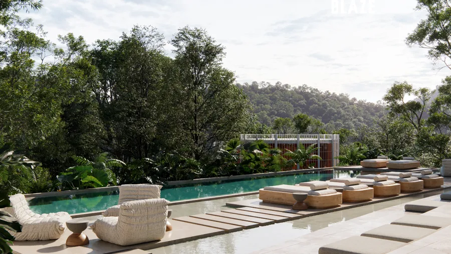 Main pool with daybeds